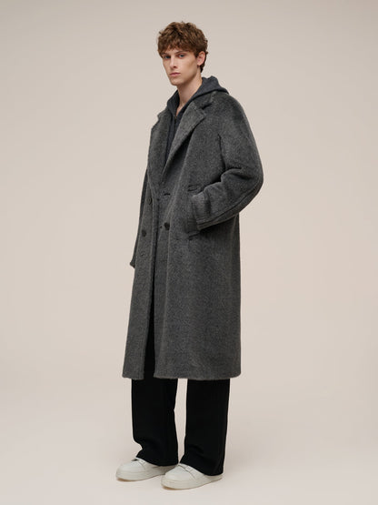Brushed Alpaca Wool Blend Unisex Overcoat