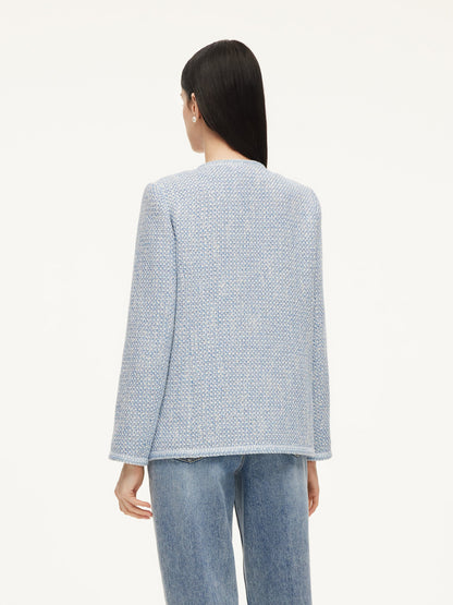 Tweed Single-Breasted Braided Trim Women Jacket