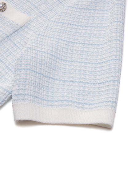 Tencel Blend Contrast Trim Women Textured Cardigan