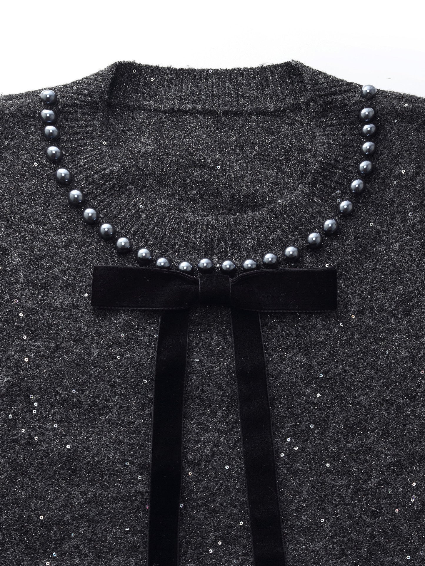 Sequins Beaded Round Neck Women Sweater