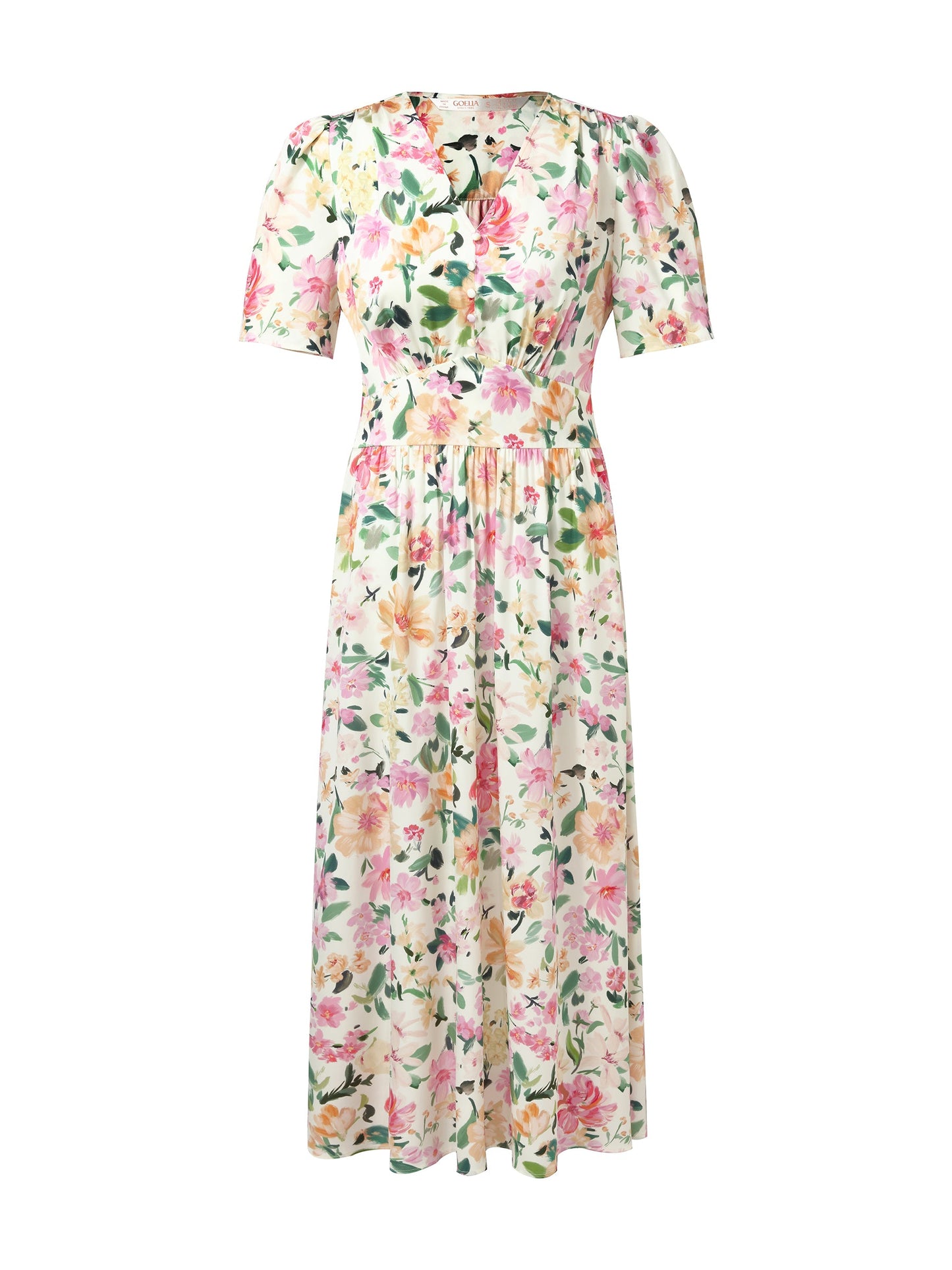19MM Mulberry Silk Floral Print V-Neck Women Maxi Dress