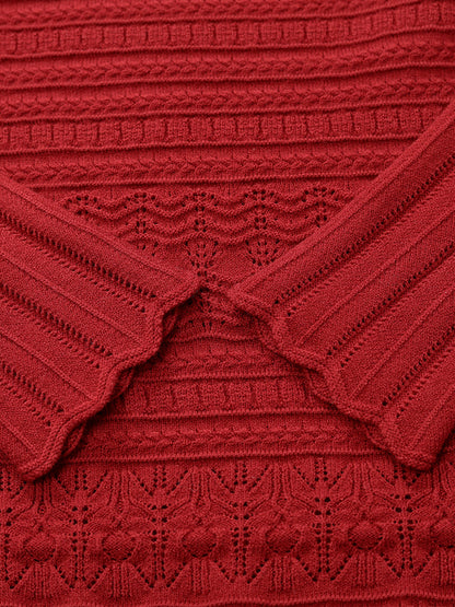 Tencel Wool Blend Wave Cut Collar Women Sweater