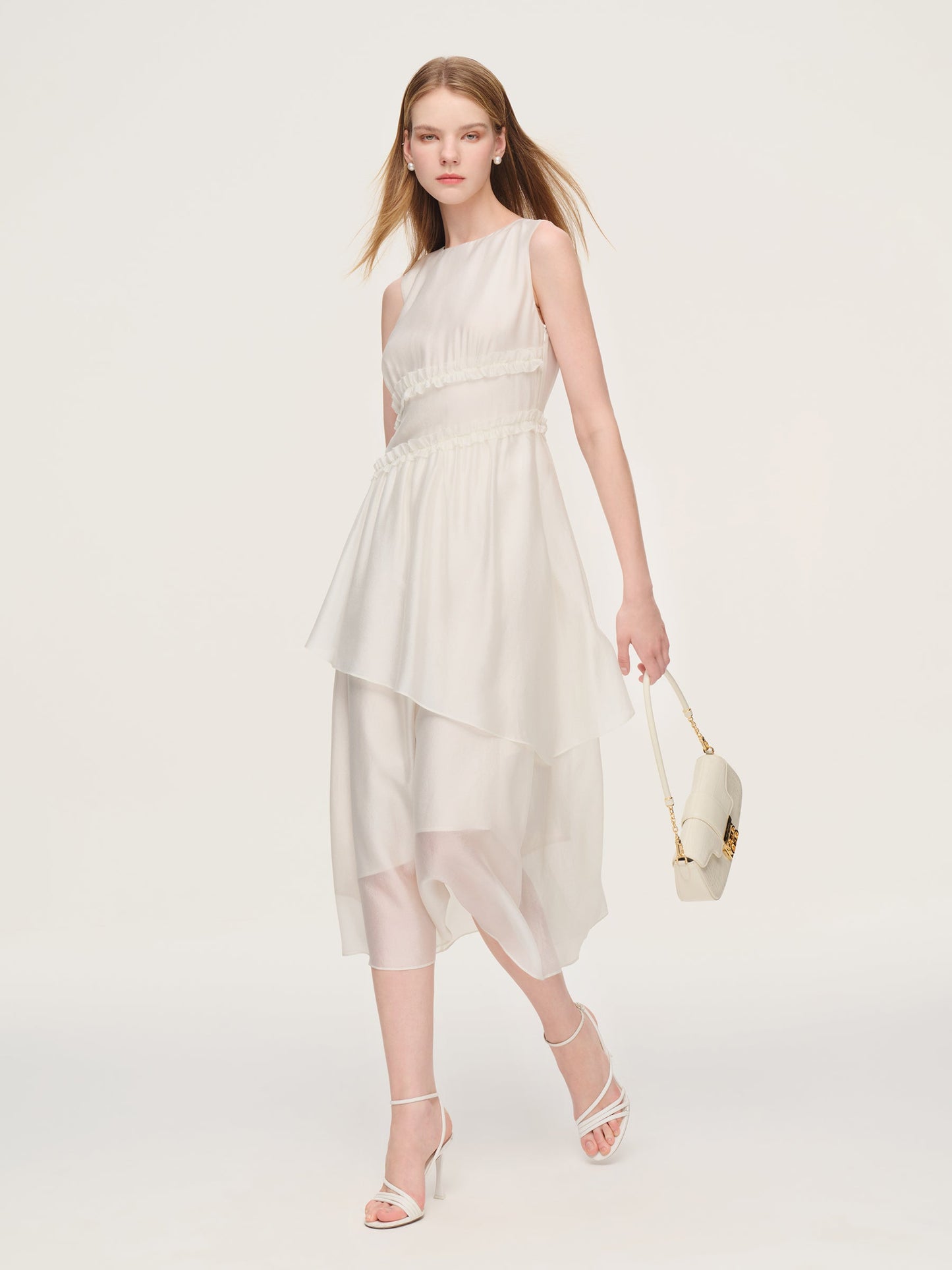 Ruffle Sleeveless Women Tiered Maxi Dress