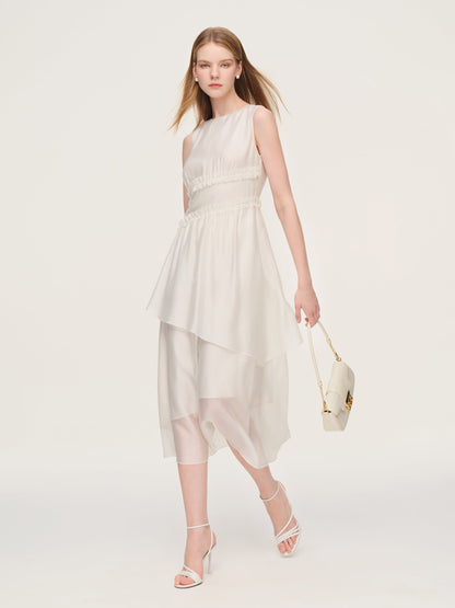 Ruffle Sleeveless Women Tiered Maxi Dress