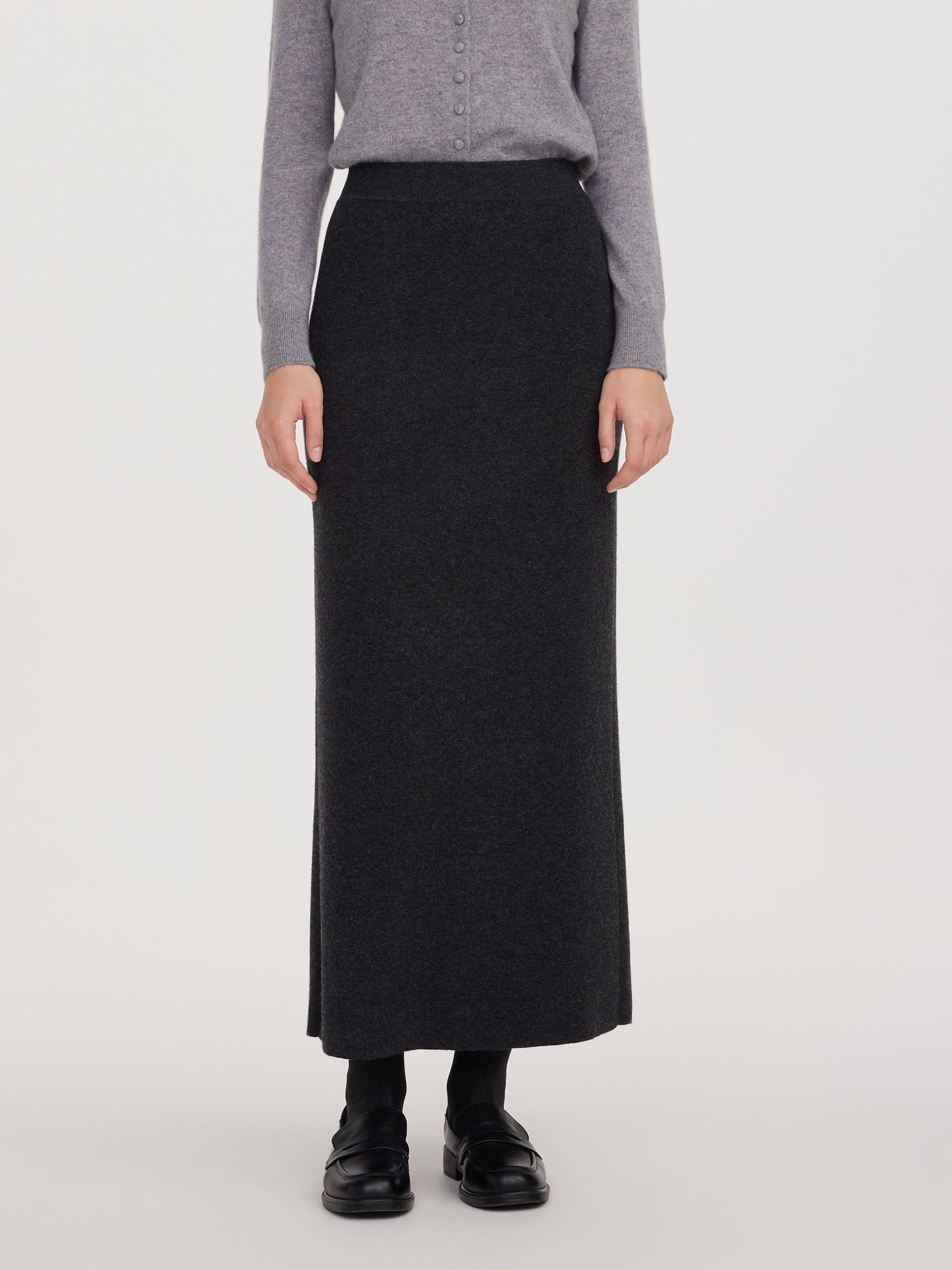 Wool Blend Back Slit Women Knit Skirt