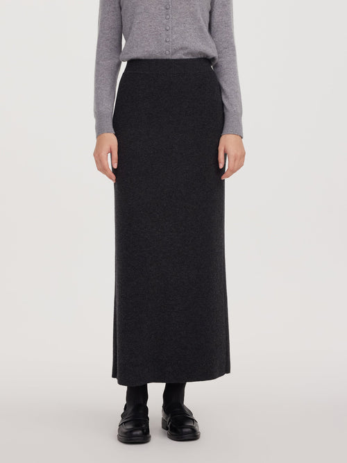 Wool Blend Back Slit Women Knit Skirt