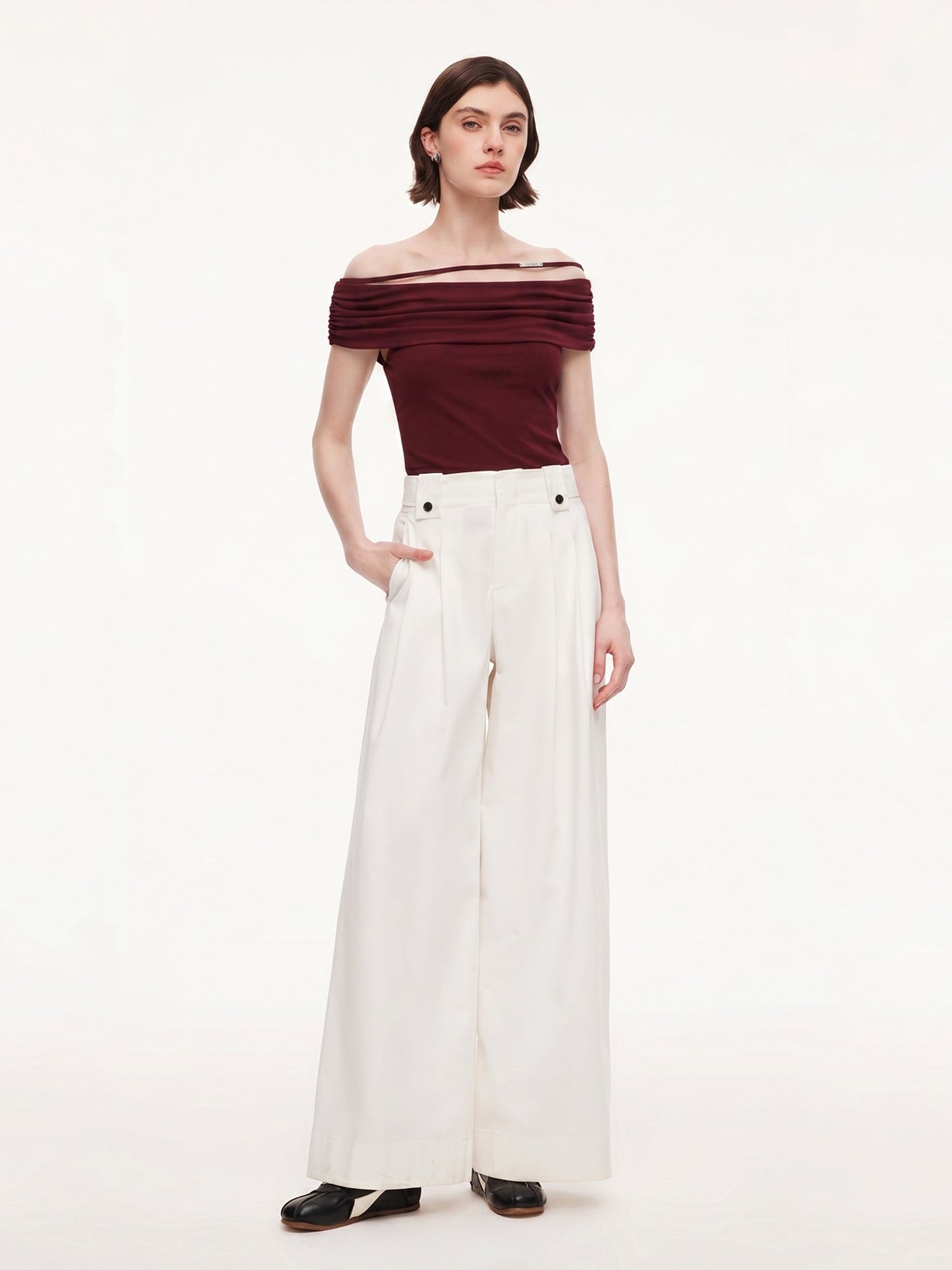 Modal Off Shoulder Women Stretchy Knit Top