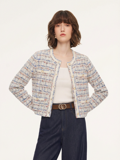 Wool Blend Jacquard Women Cardigan