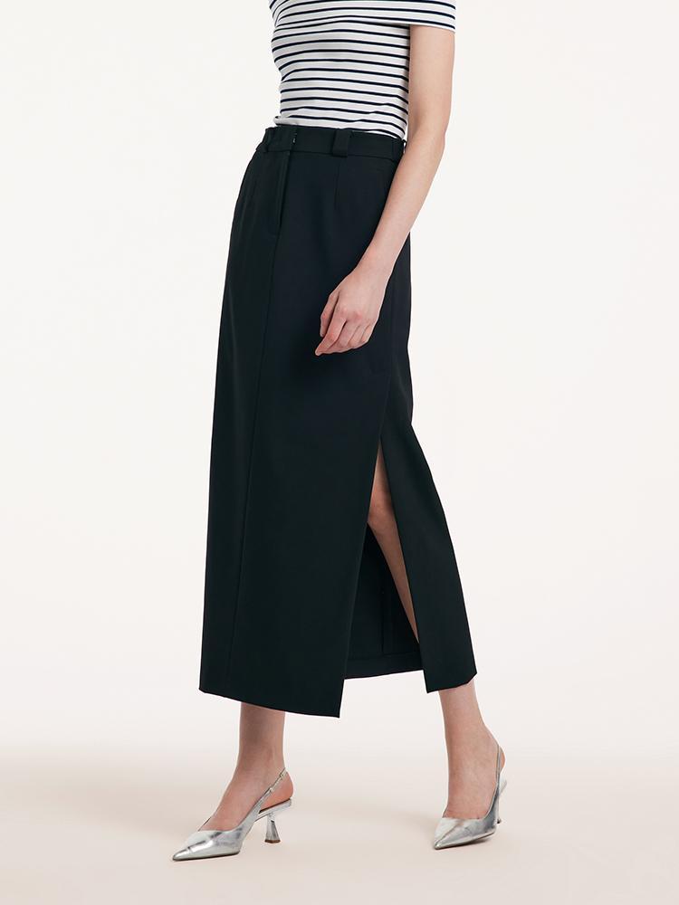 Straight Fitting Slit Half Skirt