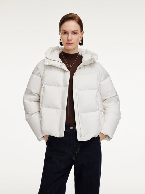 Hooded Zip-Up Goose Down Jacket