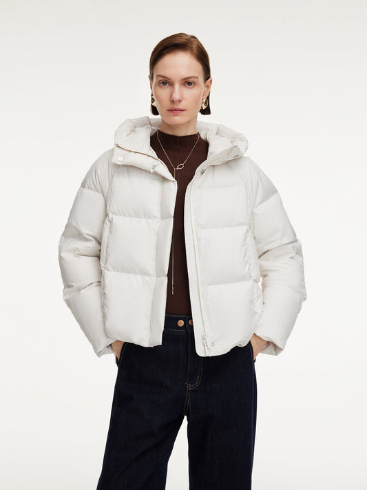 Hooded Zip-Up Goose Down Jacket