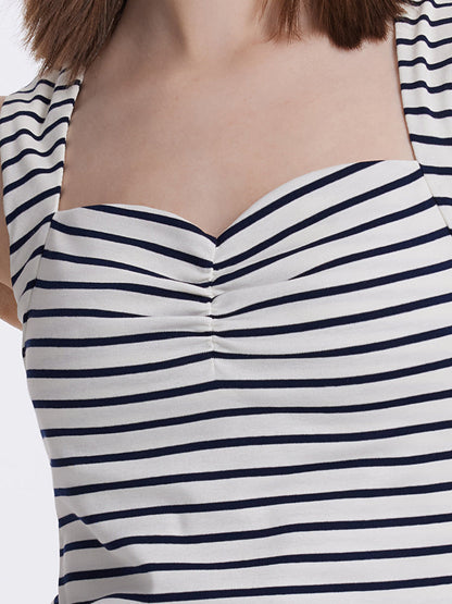 Striped Knitted Camisole With Detachable Chest Pads