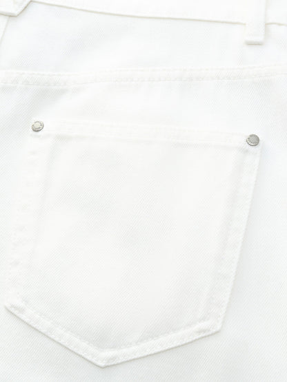 Lyocell Cotton Blend Adjustable Waist Women Curved-Leg Jeans