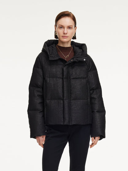 18MM Gambiered Canton Gauze Hooded Unisex Goose Down Jacket