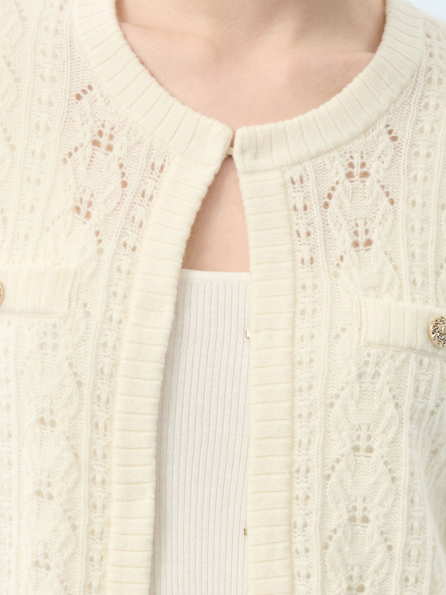 100% Wool Open Knit Women Cardigan