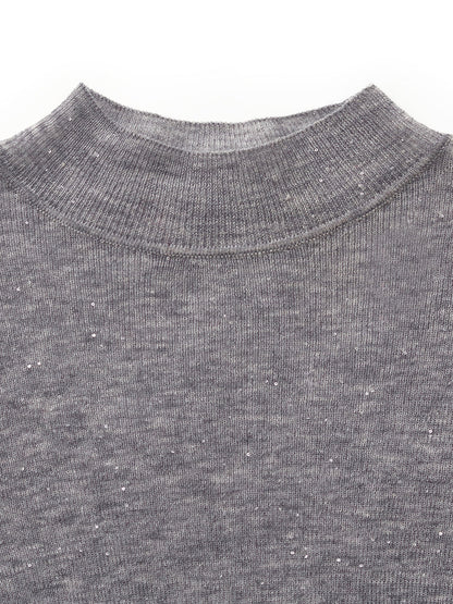 100% Wool Mock Neck Women Long Sleeve Top