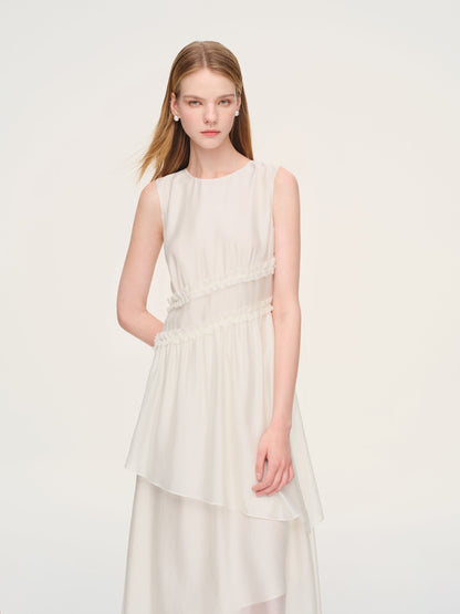 Ruffle Sleeveless Women Tiered Maxi Dress