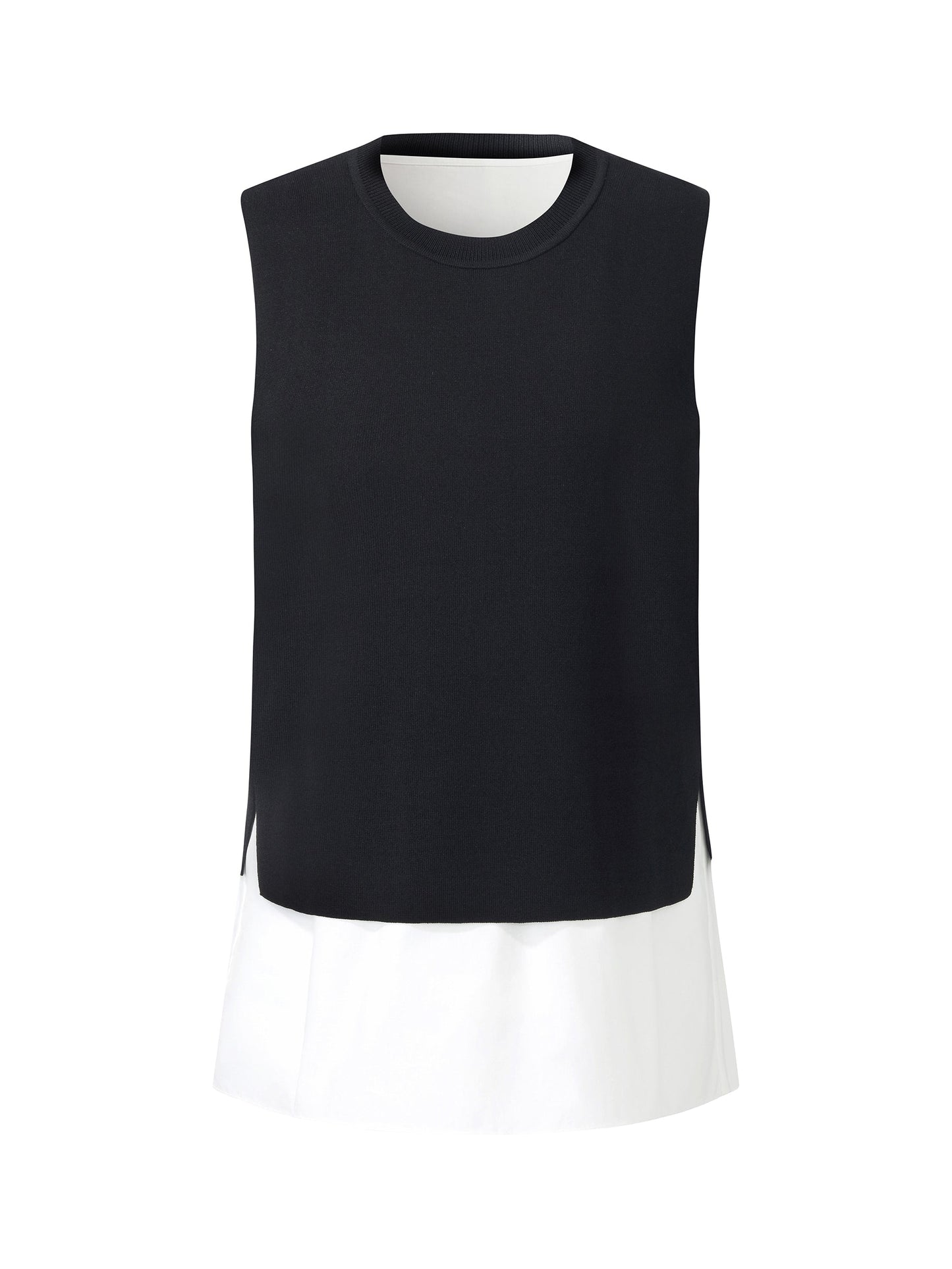 Lyocell Blend Knit Tank Top And Back Pleated Blouse Two-Piece Set
