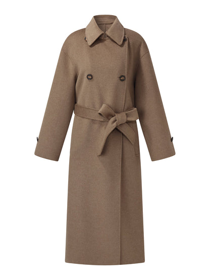 Cashmere Wool Blend Double-Faced Unisex Wrap Overcoat