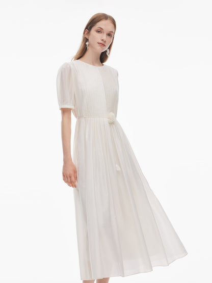 Tencel Blend Pleated Women Loose A-Line Maxi Dress