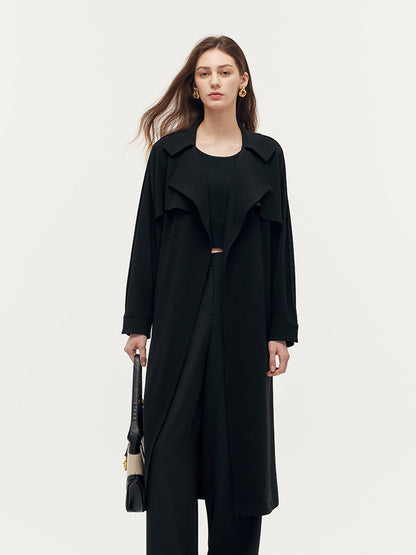 Triacetate Magnetic Button Cuffs Women Trench Coat With Belt