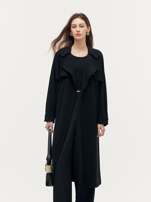 Triacetate Magnetic Button Cuffs Women Trench Coat With Belt