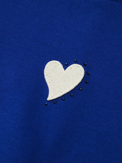 Asymmetrical Hem Heart Decorated Women T-Shirt