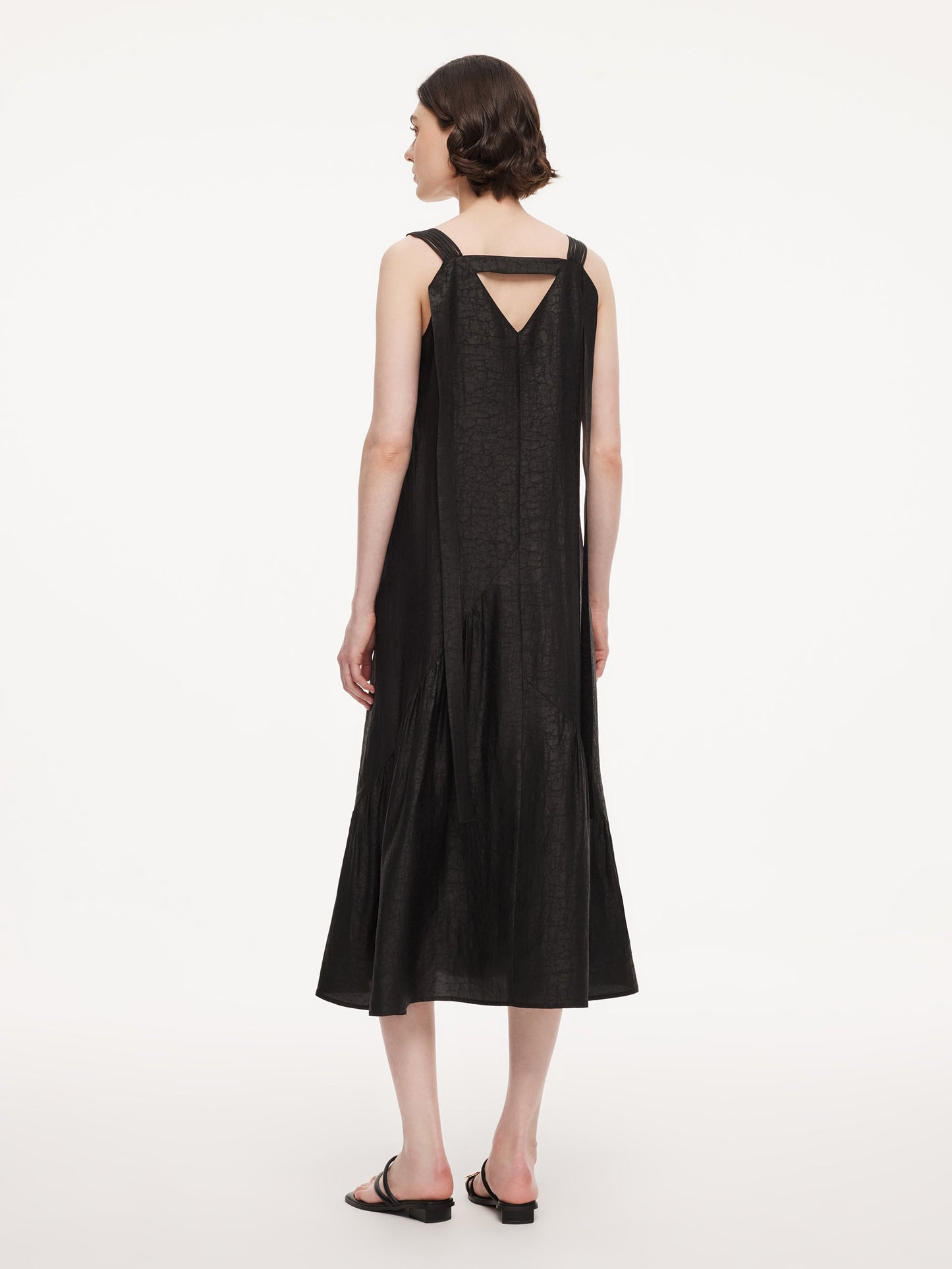 12MM Gambiered Canton Gauze Women V-Neck Sleeveless Maxi Dress