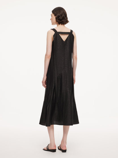 12MM Gambiered Canton Gauze Women V-Neck Sleeveless Maxi Dress