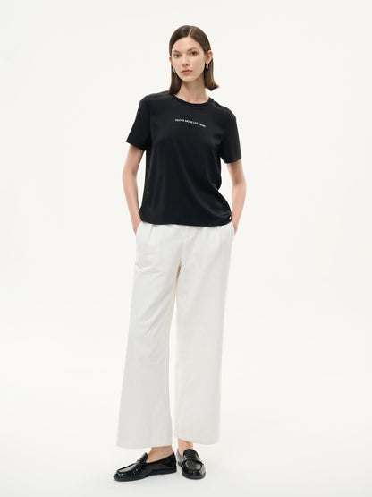 22MM Mulberry Silk Tencel Blend Women Letter Print T-Shirt