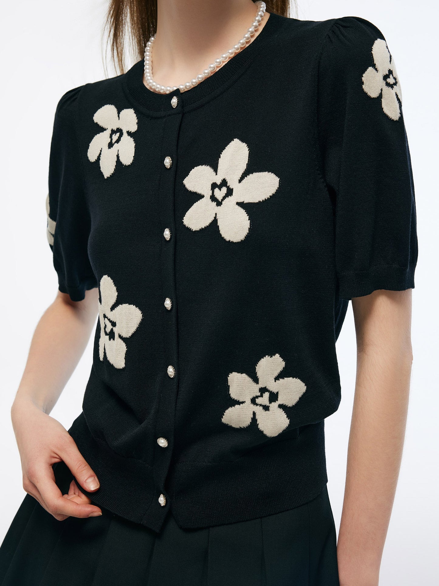 Tencel Mulberry Silk Blend Floral Jacquard Women Cardigan