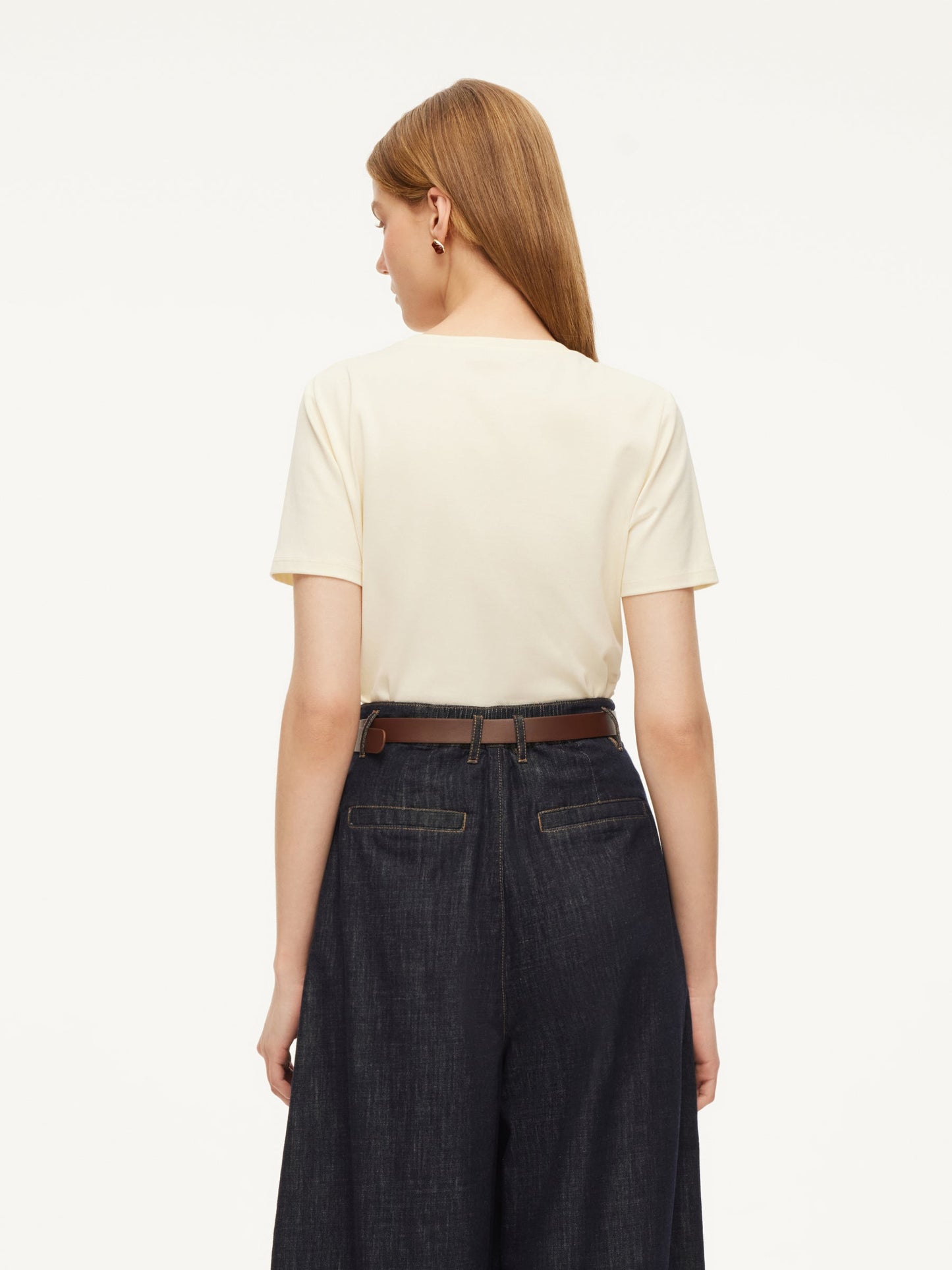 Cotton Side Twist Women T-Shirt With Detachable Beaded Chain