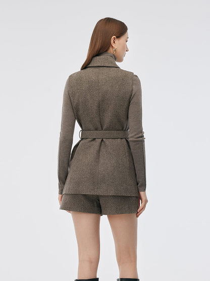 100% Washable Wool Cape And Vest Two-Piece Set
