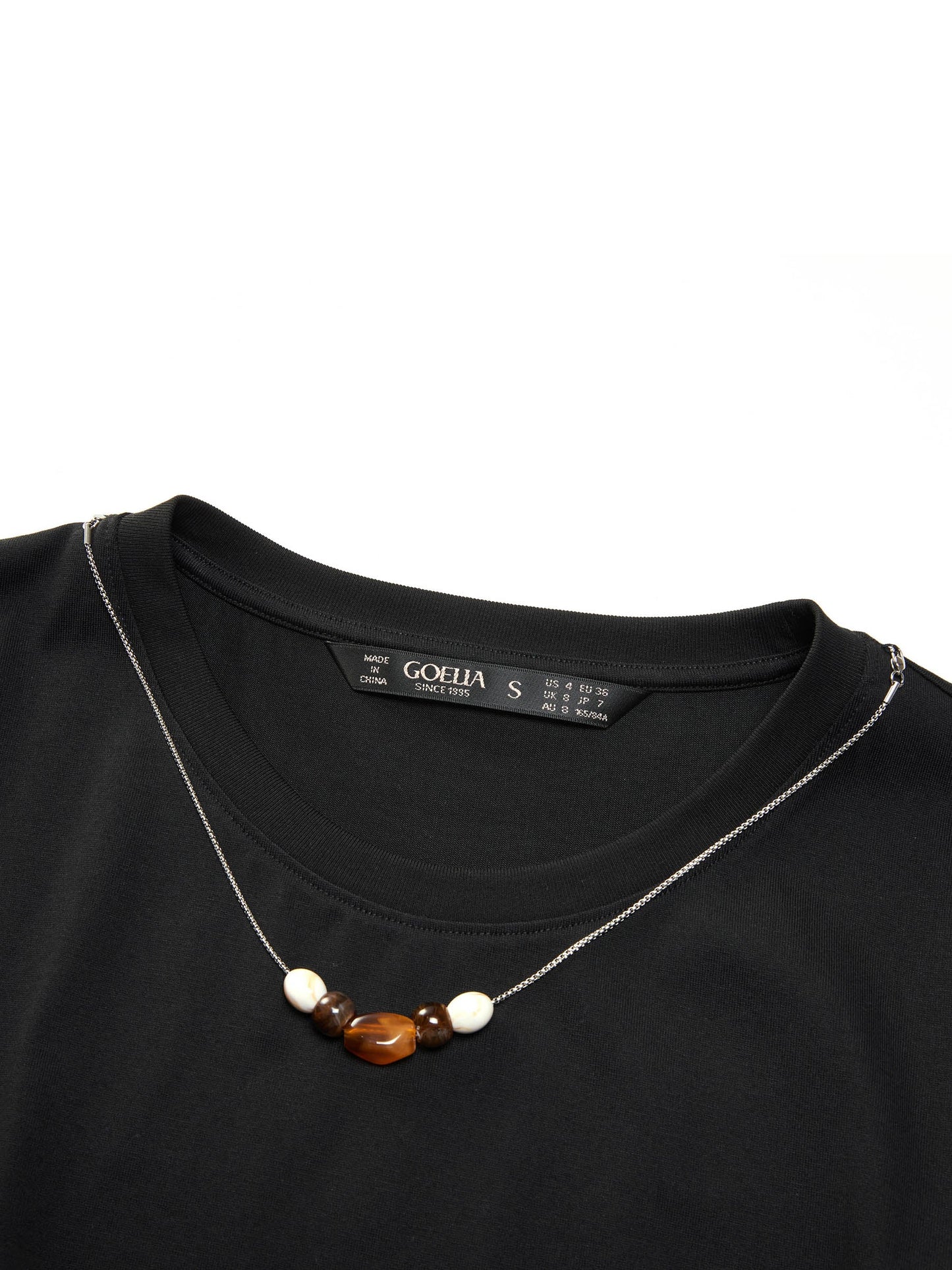 Cotton Side Twist Women T-Shirt With Detachable Beaded Chain