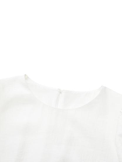 Lyocell Acetate Linen Blend Ruffle Hem Women Mini Dress With Crossbody Bag
