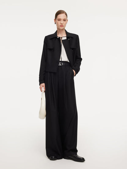 100% Worsted Wool Women Trench Jacket