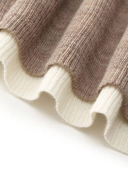 100% Wool Patchwork Women Knit Top