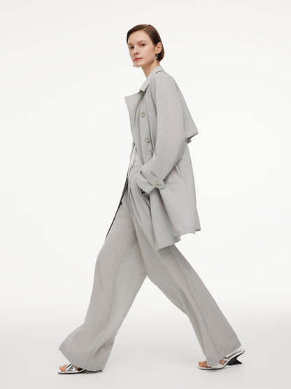 [Preview] Triacetate Blend Drawstring Waist Women Trench Coat