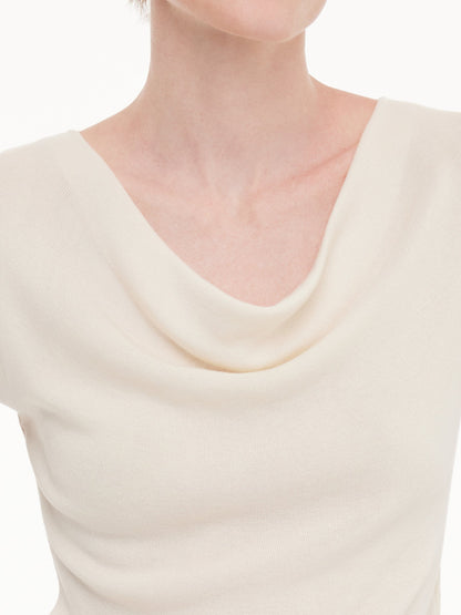 Tencel Mulberry Silk Cowl Neck Women Cap Sleeve Knit Top