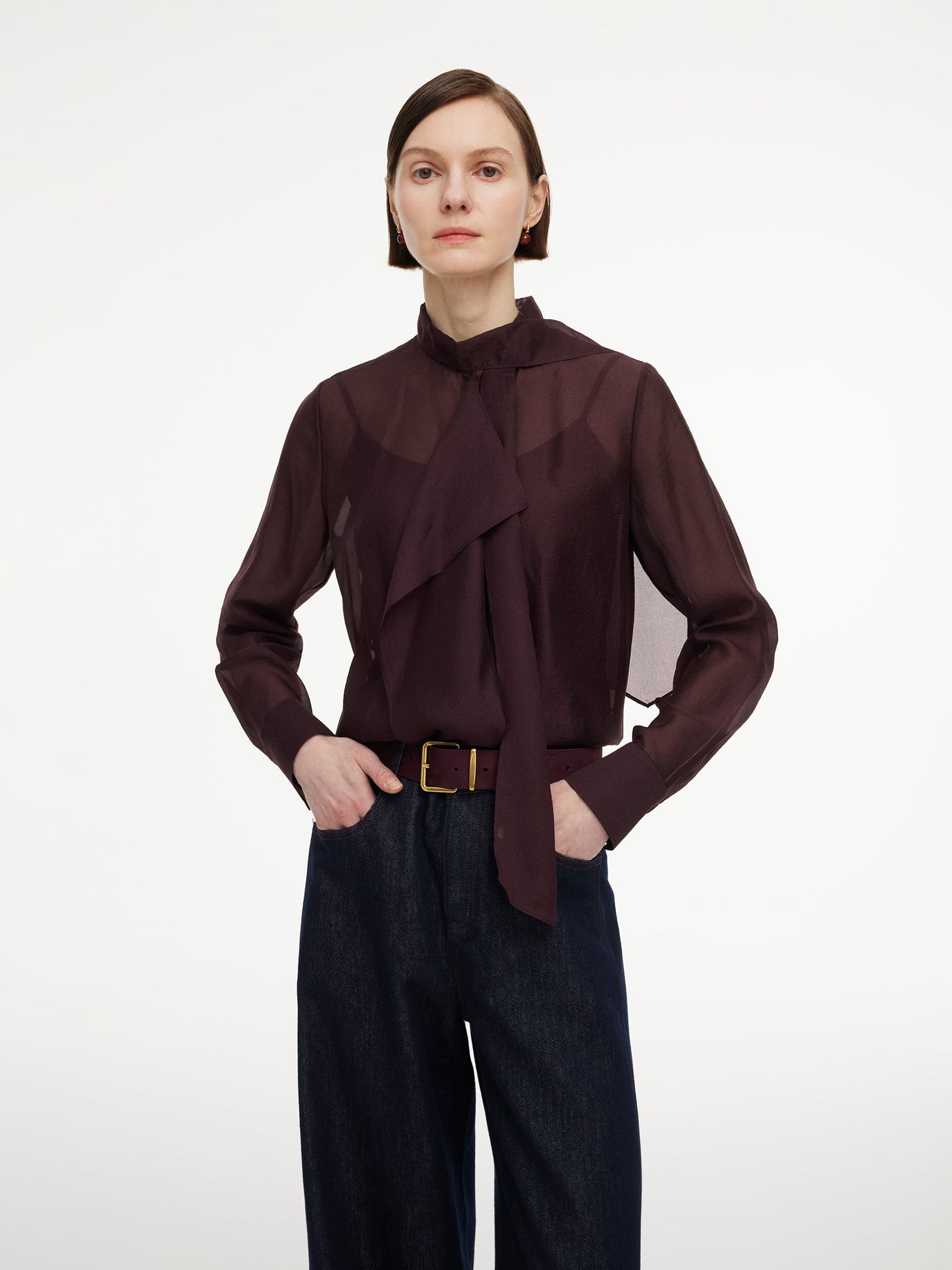 [Preview] Tie Front Women Shirt With Camisole