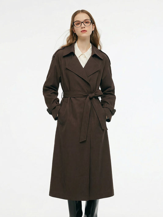 100% Linen Women Wrap Trench Coat