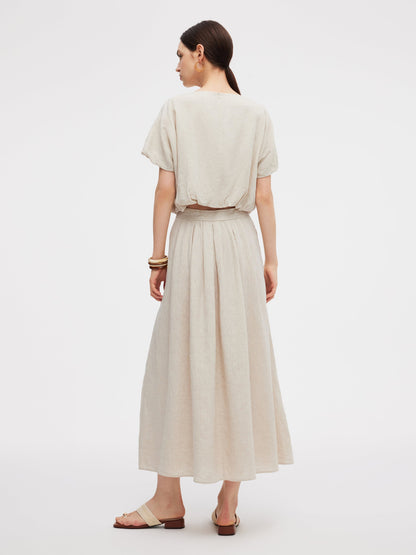 100% Linen Women High-Waisted A-Line Skirt
