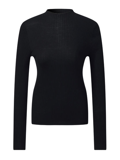 100% Washable Wool Mock Neck Women Knit Top