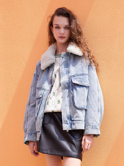 Lapel Blue Denim Coat