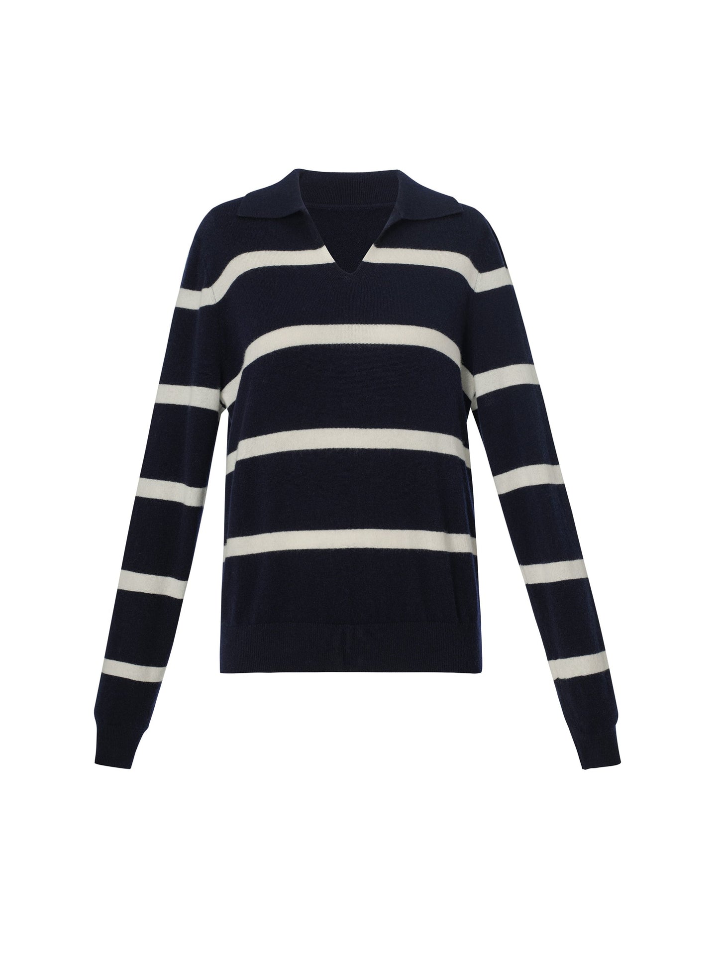 100% Wool Stripe Women Polo Sweater
