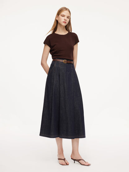 100% Cotton Denim Women Culottes With Belt