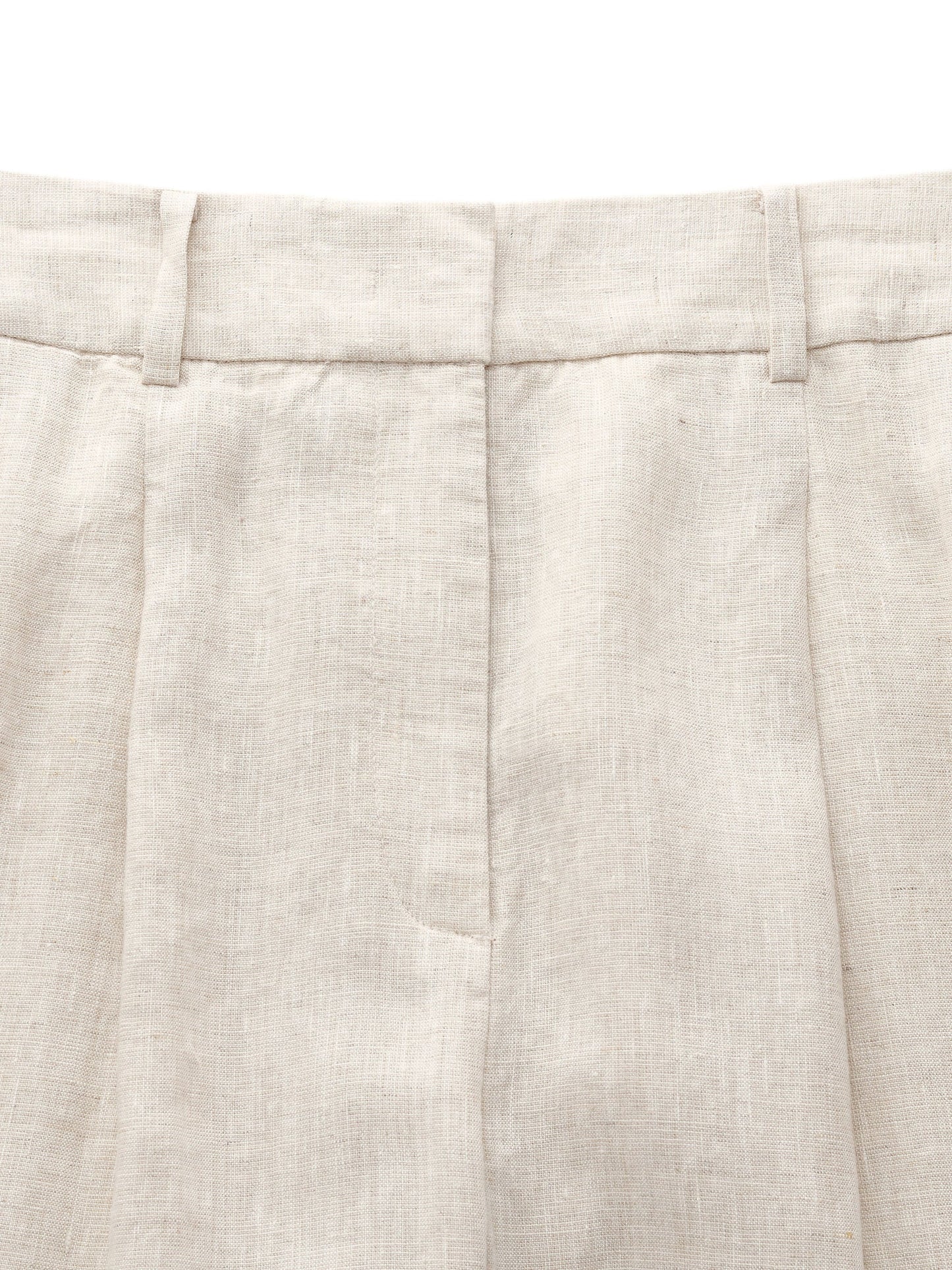 100% Linen Women Straight Leg Pants With Belt