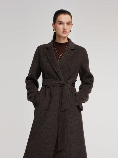 Camel Hair Wool Blend Women Wrap Overcoat