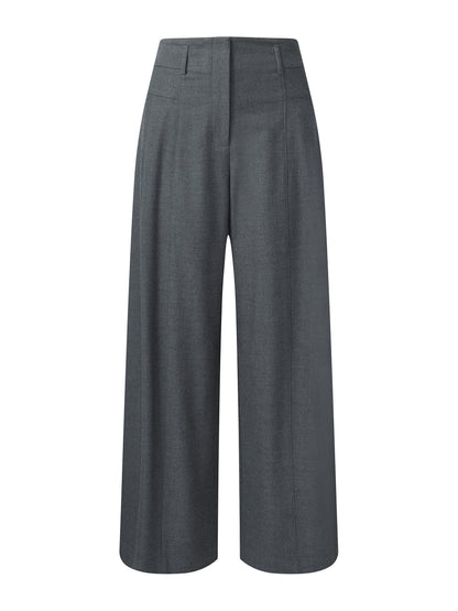 Wool Blend Women High Waisted Wide Leg Pants