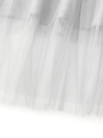 Elastic Waist A-Line Pleated Women Mesh Skirt